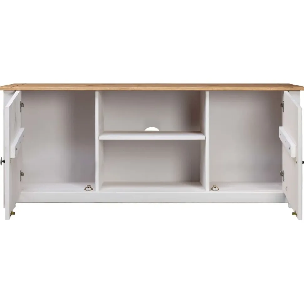 vidaXL Tv-kast Panama Range 120x40x50 cm massief grenenhout wit