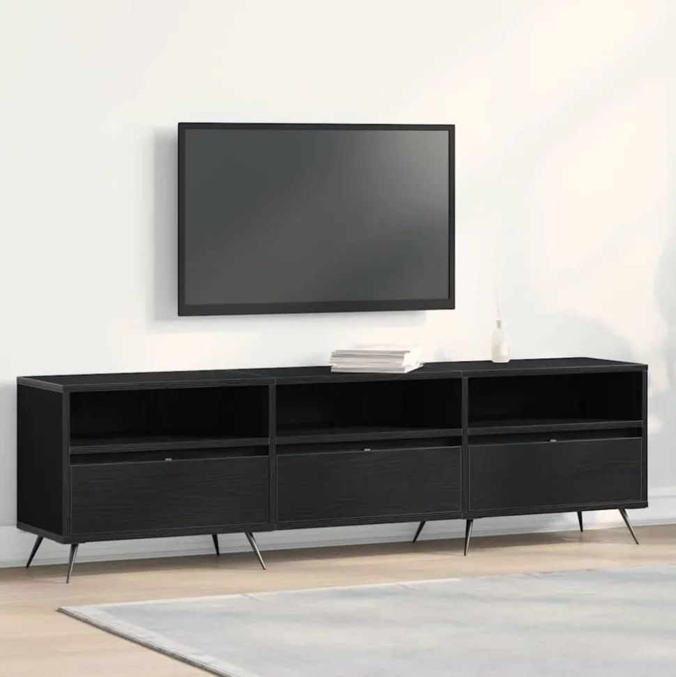 vidaXL TV-kast Zwart eiken 150 x 30 x 44,5 cm Bewerkt hout