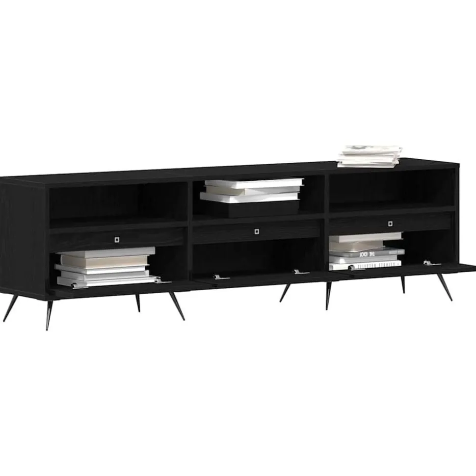 vidaXL TV-kast Zwart eiken 150 x 30 x 44,5 cm Bewerkt hout