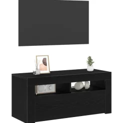 vidaXL TV-kast Zwart Eiken 90 x 35 x 40 cm Bewerkt hout
