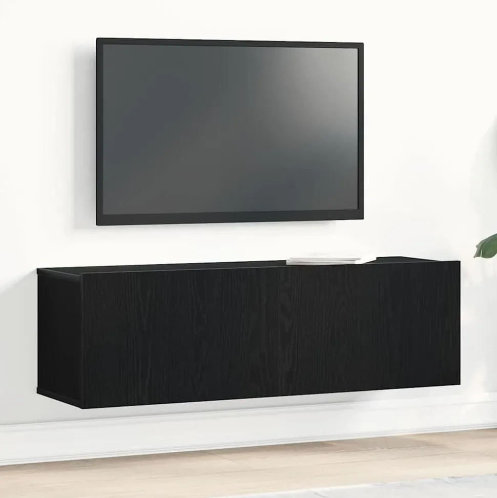 vidaXL TV-kast Zwart Eiken 100 x 30 x 30 cm Bewerkt hout