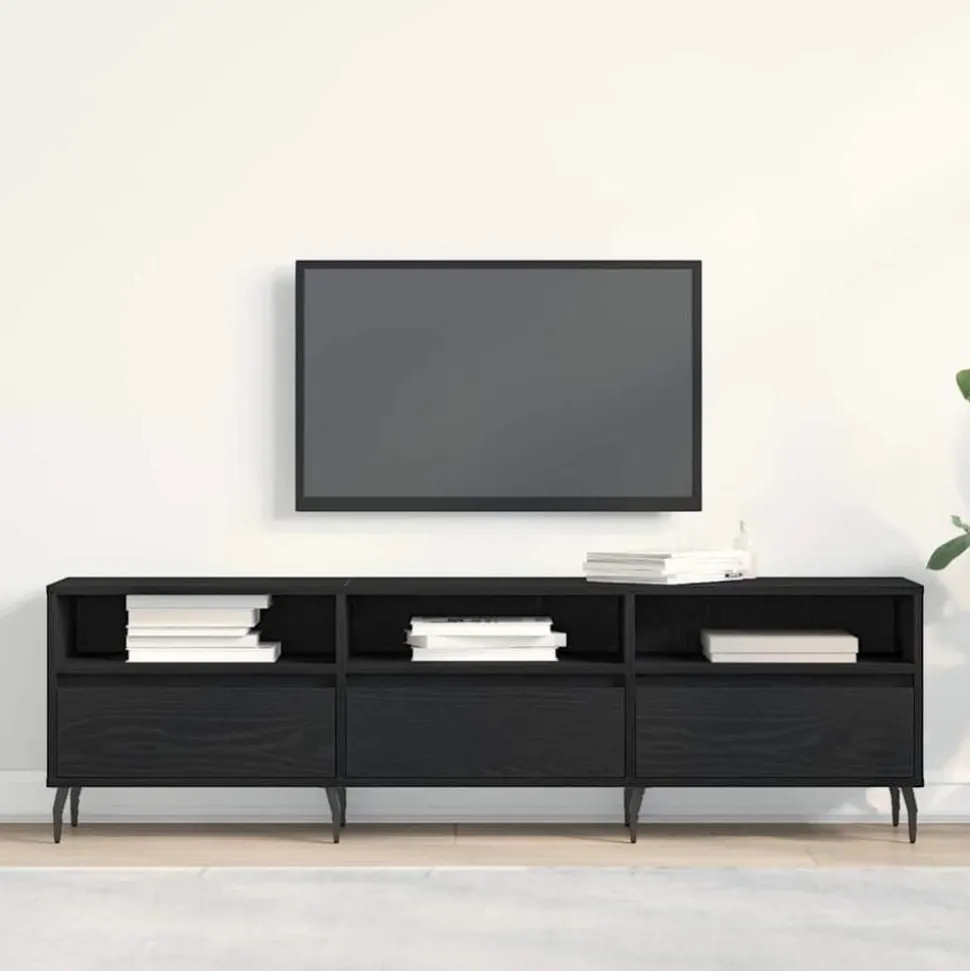 vidaXL TV-kast Zwart Eiken 150 x 30 x 44,5 cm Bewerkt hout