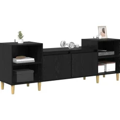 vidaXL TV-kast Zwart Eiken 160 x 35 x 55 cm Bewerkt hout
