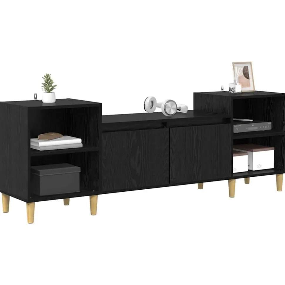 vidaXL TV-kast Zwart Eiken 160 x 35 x 55 cm Bewerkt hout