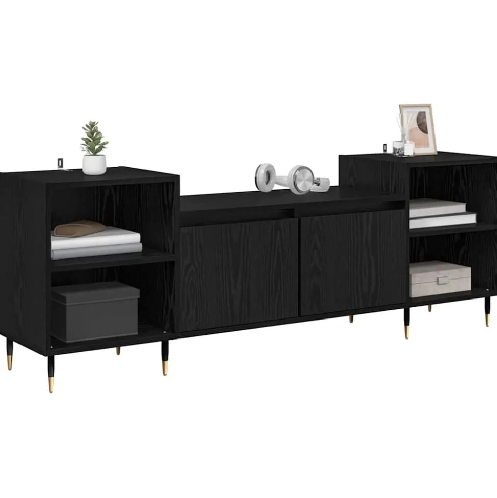 vidaXL TV-kast Zwart Eiken 160 x 35 x 55 cm Bewerkt hout