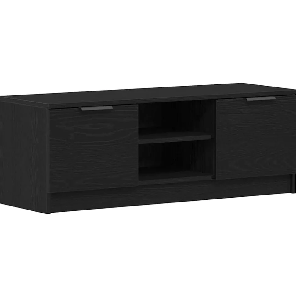 vidaXL TV-kast Zwart Eiken 102 x 32 x 35.5 cm Bewerkt hout