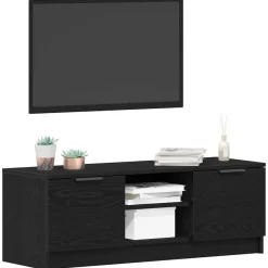vidaXL TV-kast Zwart Eiken 102 x 32 x 35.5 cm Bewerkt hout