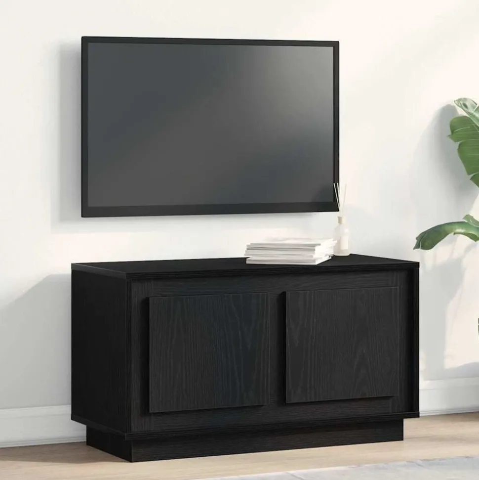 vidaXL TV-kast Zwart eiken 80 x 35 x 45 cm Bewerkt hout