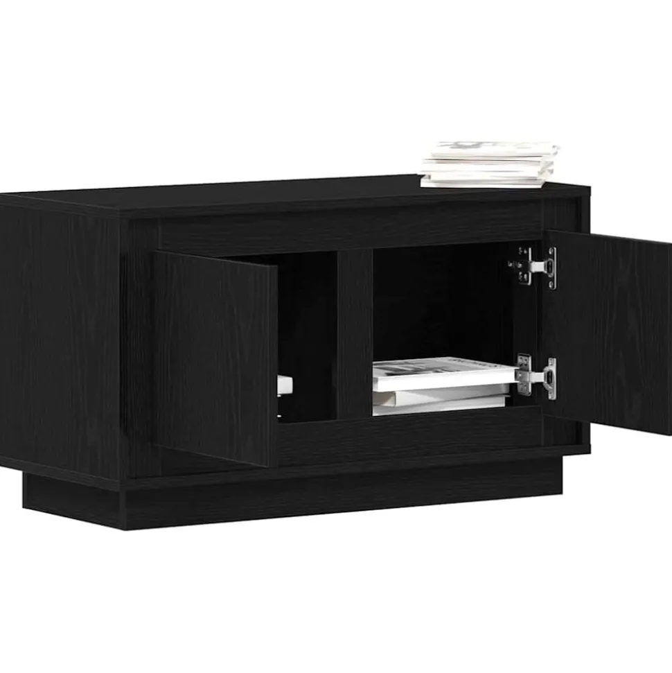 vidaXL TV-kast Zwart eiken 80 x 35 x 45 cm Bewerkt hout