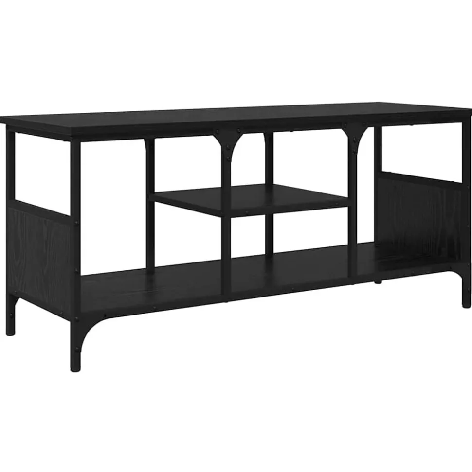 vidaXL TV-kast Zwart Eiken 100 x 35 x 45 cm Gemonteerd hout en ijzer