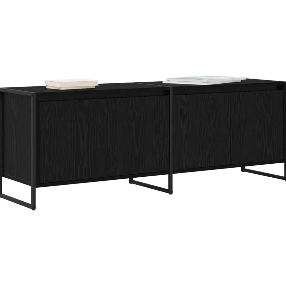 vidaXL TV-kast Zwart Eiken 140 x 36 x 49.5 cm Bewerkt hout
