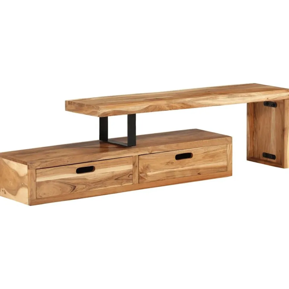 vidaXL Tv-meubel (118-200) x 30 x 40 cm massief acaciahout