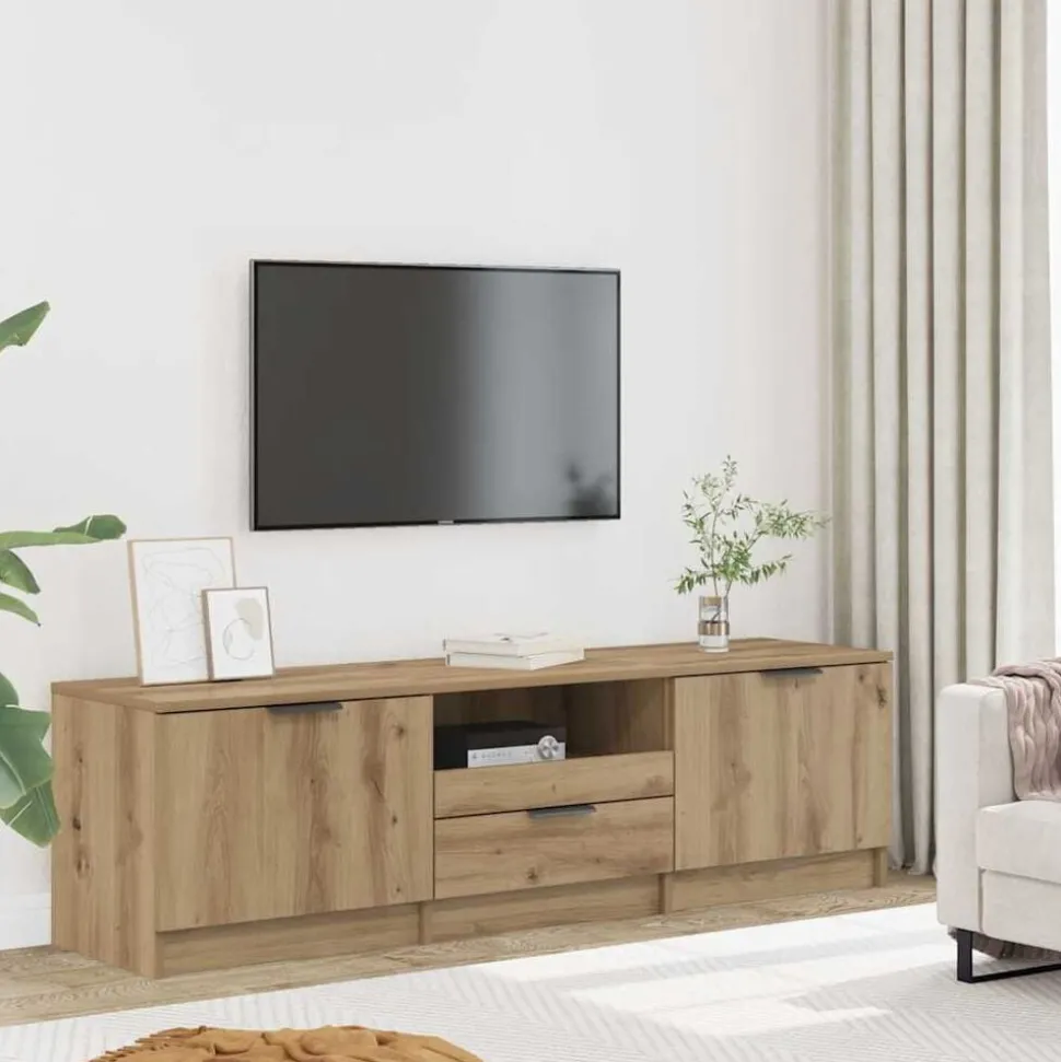 vidaXL Tv-meubel Artisan Eiken 140x35x40 cm Bewerkt Hout