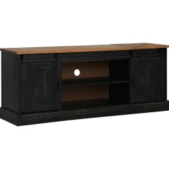 vidaXL Tv-meubel HALDEN 2 schuifdeuren 150x40x60 cm massief hout zwart