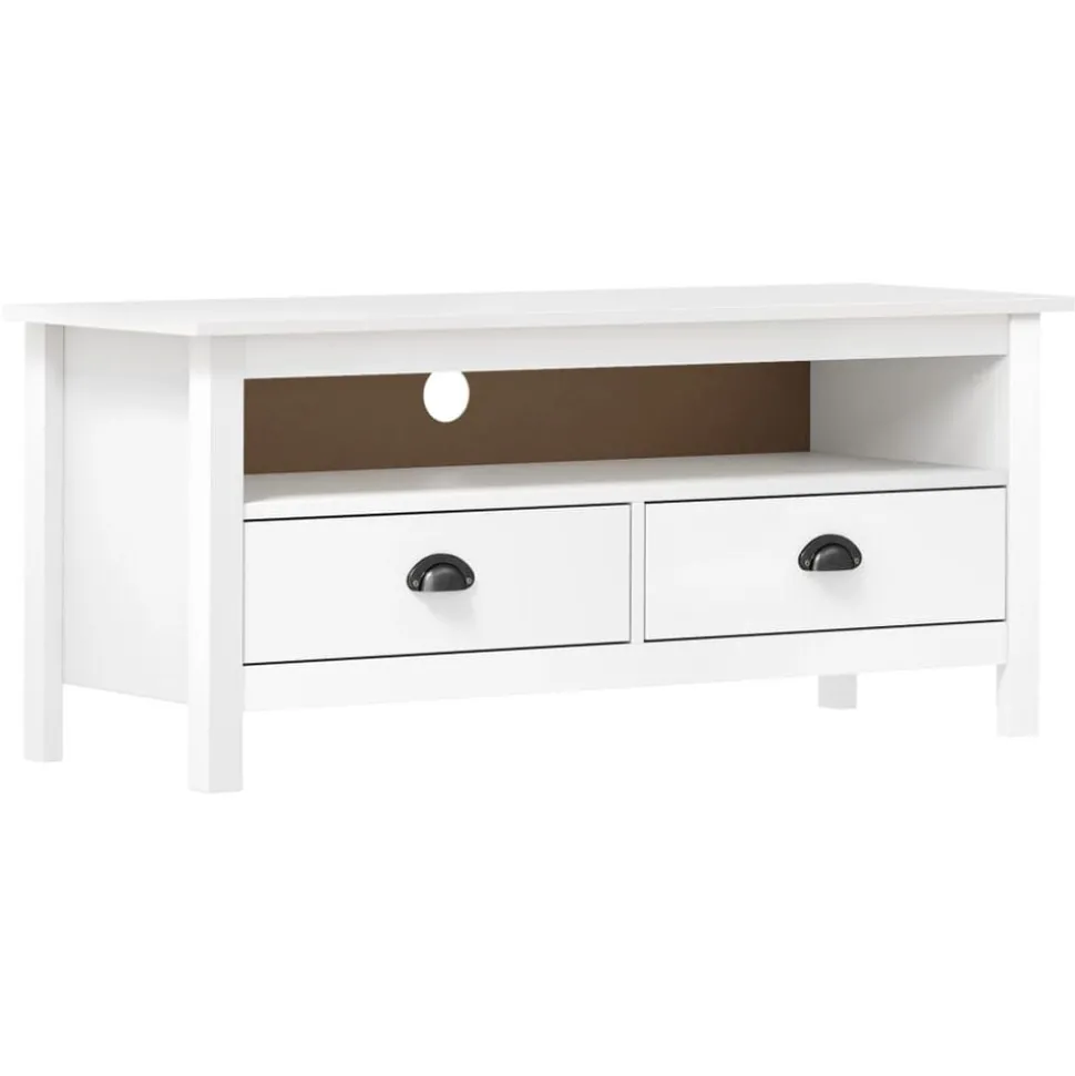 vidaXL Tv-meubel Hill 110x40x47 cm massief grenenhout wit
