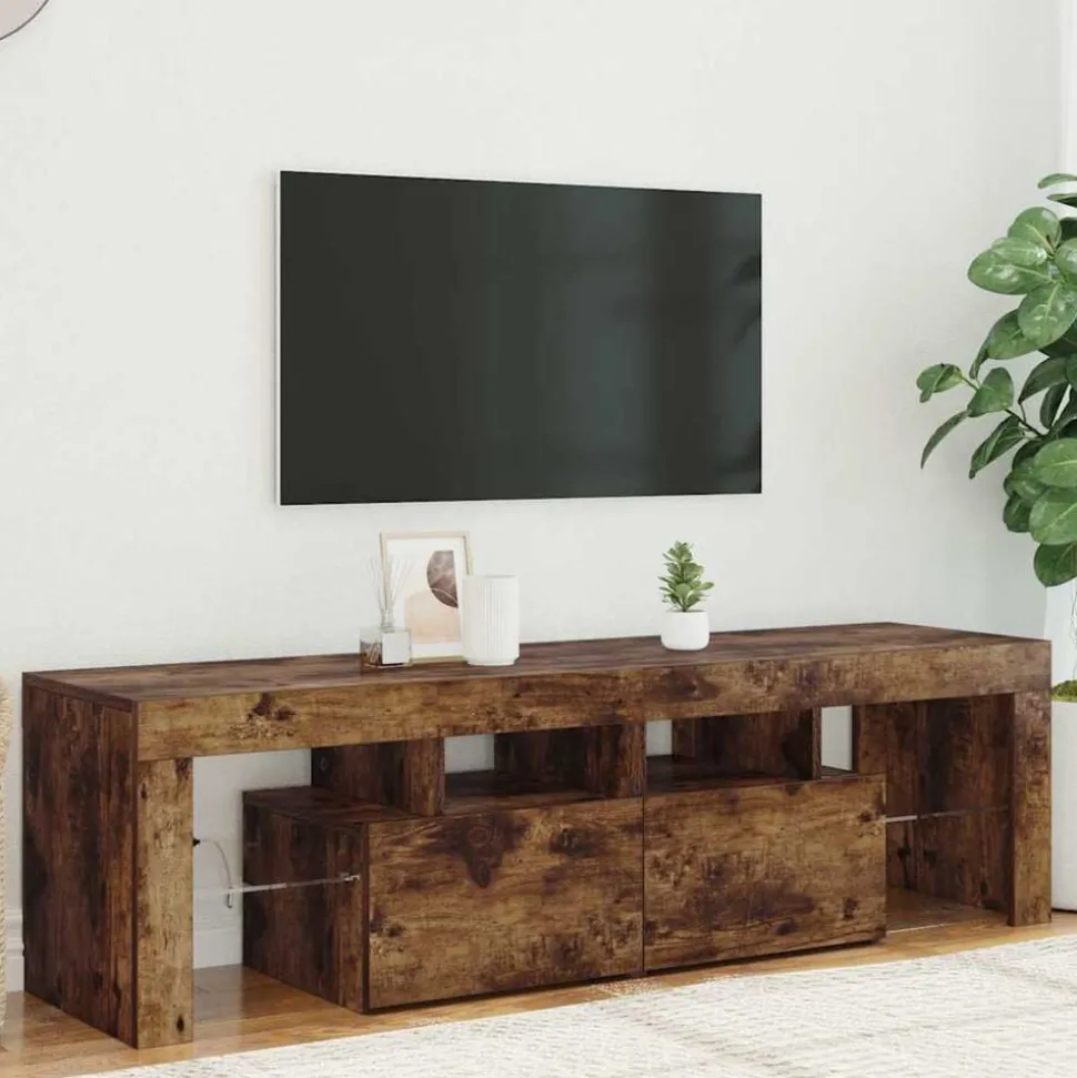 vidaXL Tv-meubel LED-verlichting 140x36,5x40 cm gerookt eikenkleurig