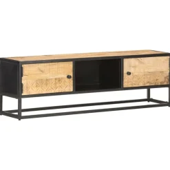 vidaXL Tv-meubel met bewerkte deur 130x30x40 cm ruw mangohout