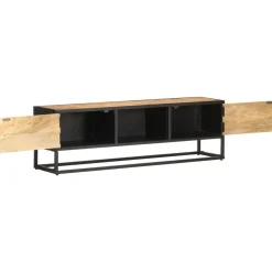 vidaXL Tv-meubel met bewerkte deur 130x30x40 cm ruw mangohout