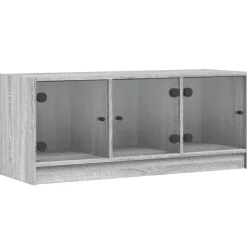 vidaXL Tv-meubel met glazen deuren 102x37x42 cm grijs sonoma eiken