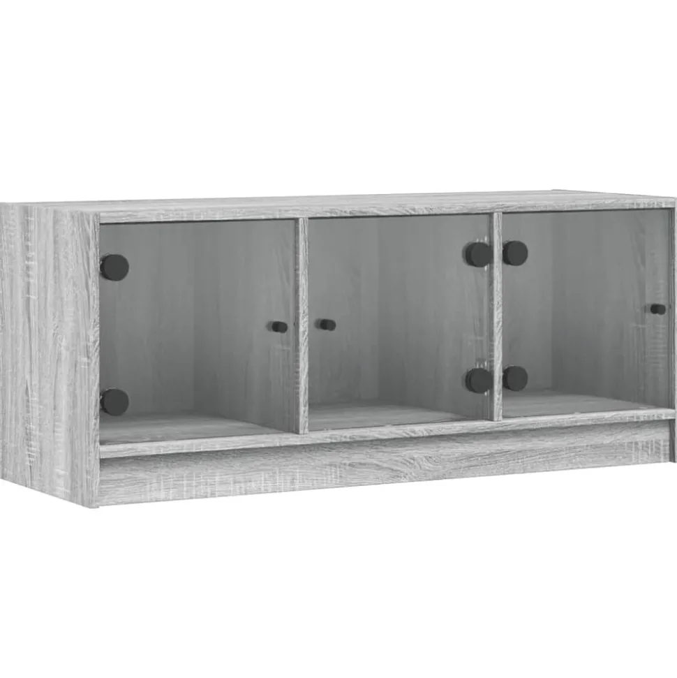 vidaXL Tv-meubel met glazen deuren 102x37x42 cm grijs sonoma eiken