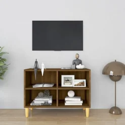 vidaXL Tv-meubel met houten poten 69,5x30x50 cm bruin eikenkleur