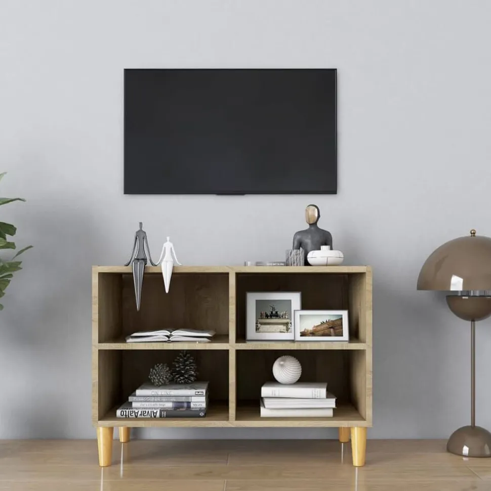 vidaXL Tv-meubel met houten poten 69,5x30x50 cm sonoma eikenkleurig