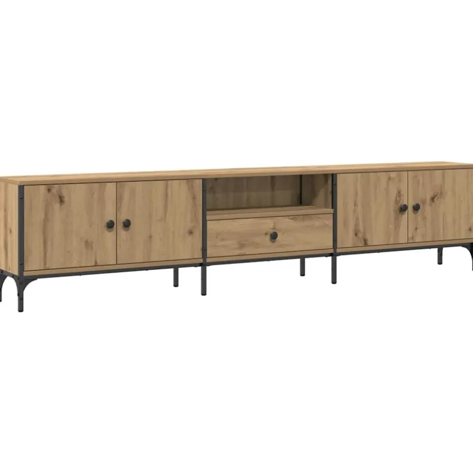 vidaXL Tv-meubel met lade 200x25x44 cm bewerkt hout artisanaal eiken
