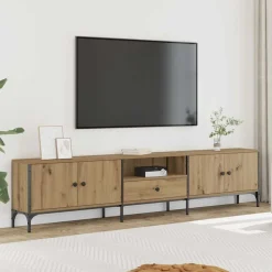 vidaXL Tv-meubel met lade 200x25x44 cm bewerkt hout artisanaal eiken