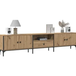 vidaXL Tv-meubel met lade 200x25x44 cm bewerkt hout artisanaal eiken