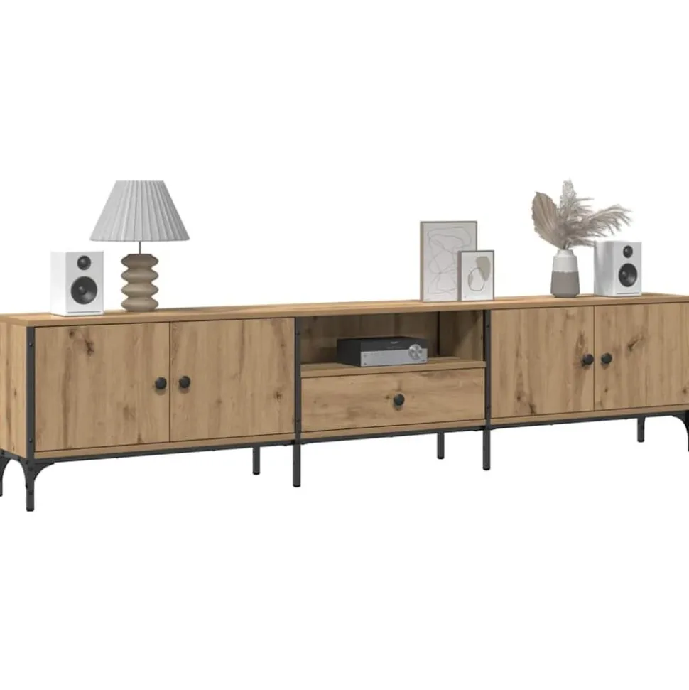 vidaXL Tv-meubel met lade 200x25x44 cm bewerkt hout artisanaal eiken