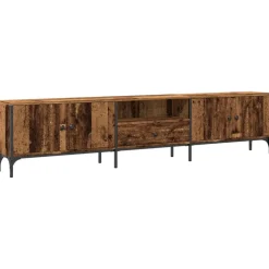 vidaXL Tv-meubel met lade 200x25x44 cm bewerkt hout oud houtkleurig