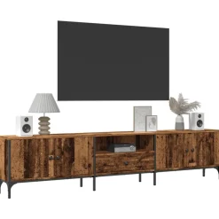 vidaXL Tv-meubel met lade 200x25x44 cm bewerkt hout oud houtkleurig