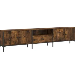 vidaXL Tv-meubel met lade 200x25x44 cm bewerkt hout gerookt eikenkleur