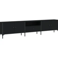 vidaXL Tv-meubel met lade 200x25x44 cm bewerkt hout zwart