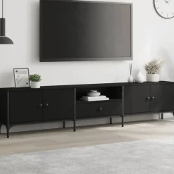 vidaXL Tv-meubel met lade 200x25x44 cm bewerkt hout zwart