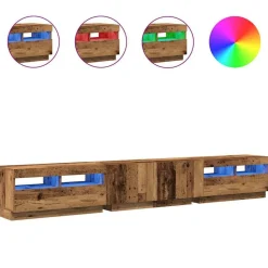 vidaXL Tv-meubel met LED 260x35x40 cm bewerkt hout oud hout