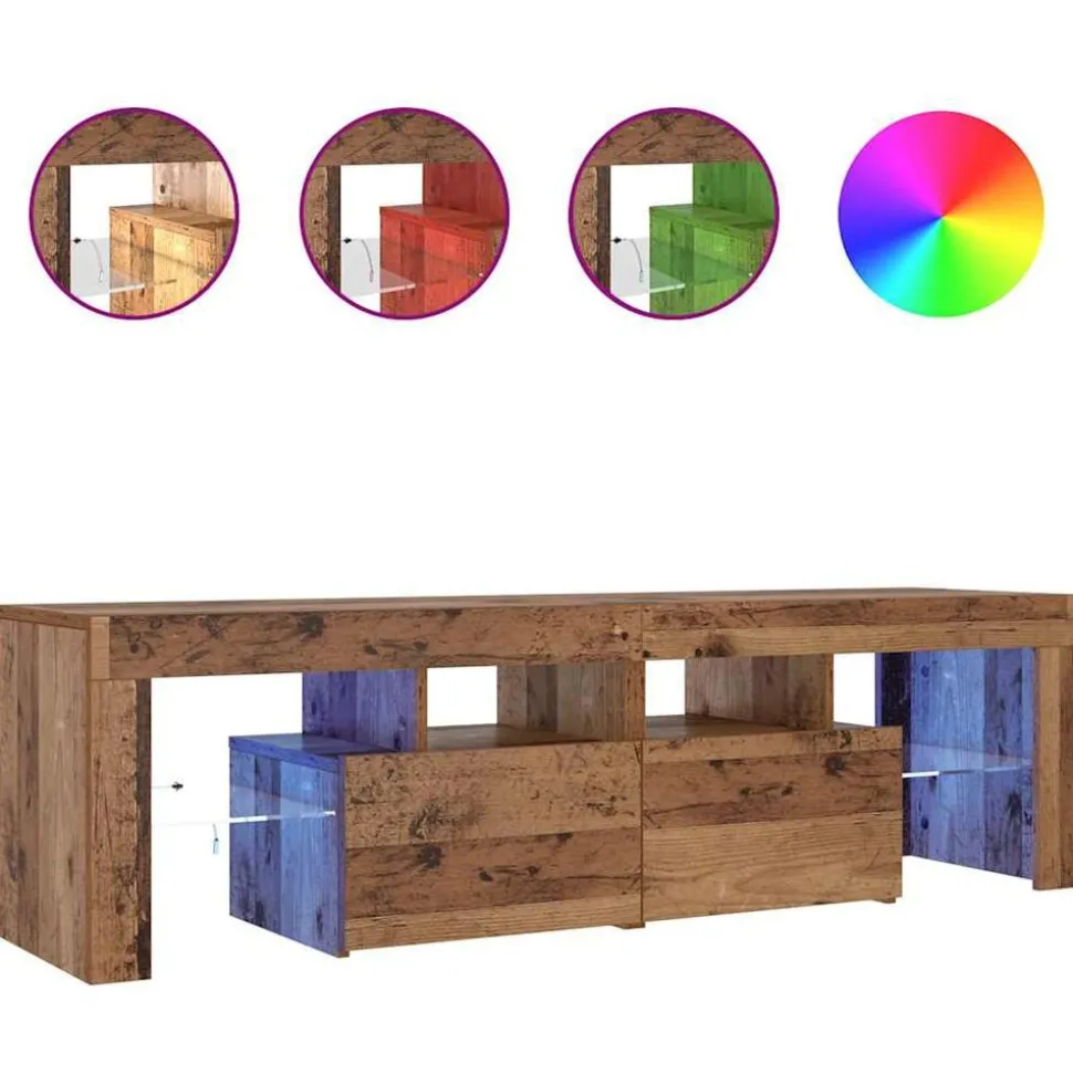 vidaXL Tv-meubel met LED 140x36,5x40 cm bewerkt hout oud hout
