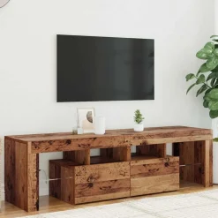 vidaXL Tv-meubel met LED 140x36,5x40 cm bewerkt hout oud hout
