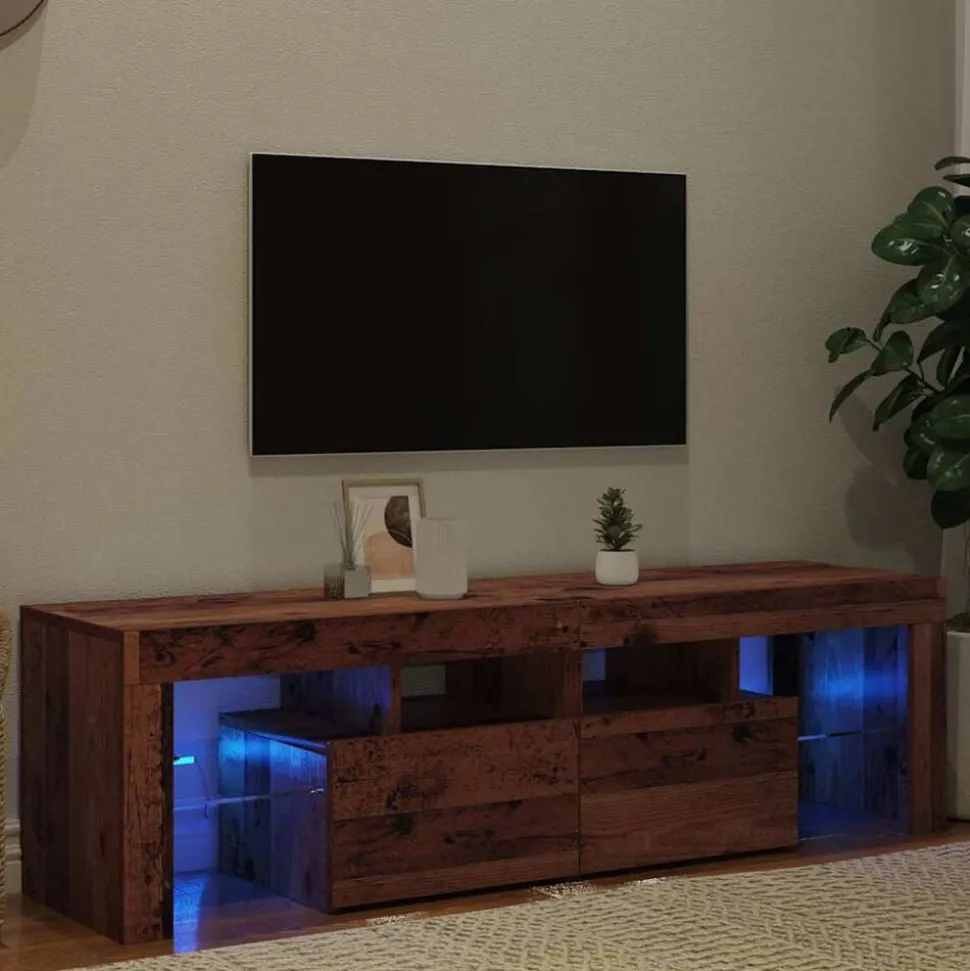 vidaXL Tv-meubel met LED 140x36,5x40 cm bewerkt hout oud hout
