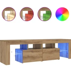 vidaXL Tv-meubel met LED 140x36,5x40 cm bewerkt hout artisanaal eiken