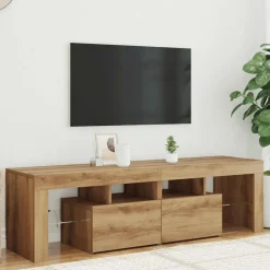 vidaXL Tv-meubel met LED 140x36,5x40 cm bewerkt hout artisanaal eiken