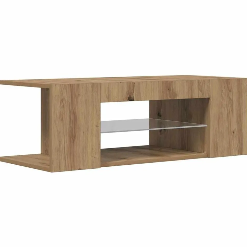 vidaXL Tv-meubel met LED 90x39x30 cm bewerkt hout artisanaal eiken