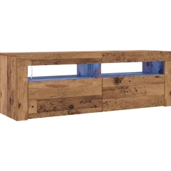 vidaXL Tv-meubel met LED 120x35x40 cm bewerkt hout oud hout