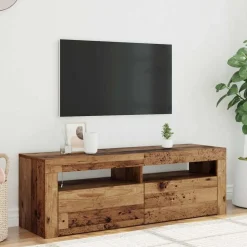 vidaXL Tv-meubel met LED 120x35x40 cm bewerkt hout oud hout