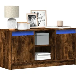 vidaXL Tv-meubel met LED 100x34x50 cm bewerkt hout gerookt eikenkleur