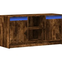 vidaXL Tv-meubel met LED 100x34x50 cm bewerkt hout gerookt eikenkleur