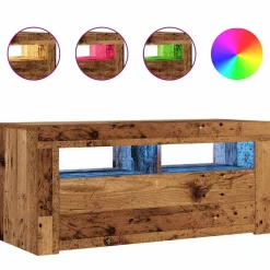 vidaXL Tv-meubel met LED 90x35x40 cm bewerkt hout oud hout