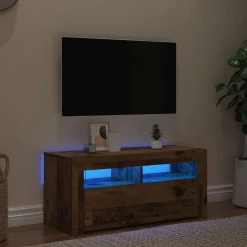 vidaXL Tv-meubel met LED 90x35x40 cm bewerkt hout oud hout