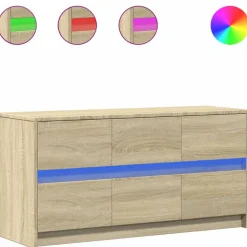 vidaXL Tv-meubel met LED 100x34x50 cm bewerkt hout sonoma eikenkleurig