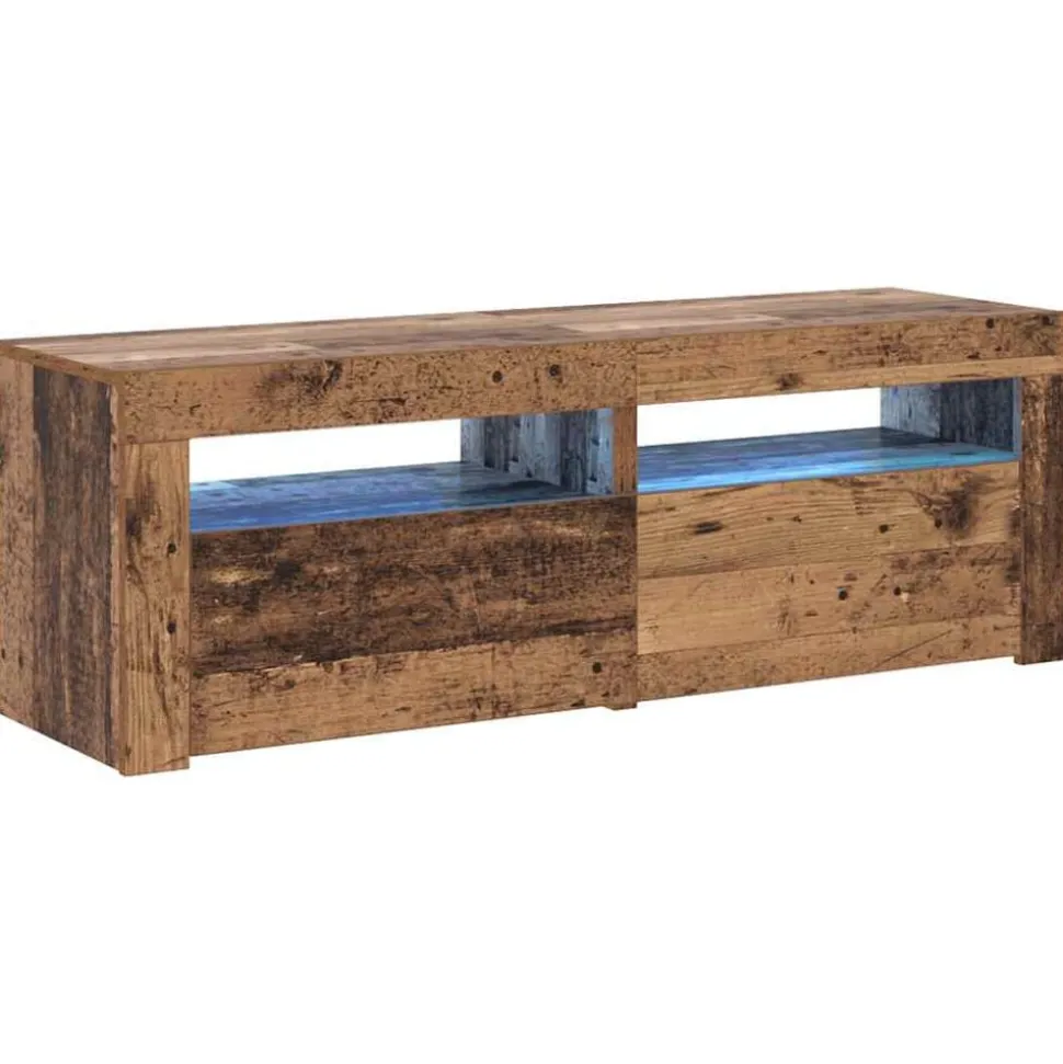 vidaXL Tv-meubel met LED 120x35x40 cm bewerkt hout oud hout